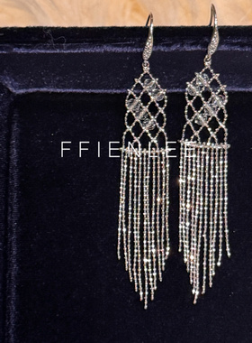 925银耳饰  晶瀑 轻奢时尚闪亮流苏耳饰女款气质百搭耳环
