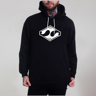 街头朋克硬核机车重磅套头连帽卫衣帽衫 ELI SAIN西海岸腰果花美式