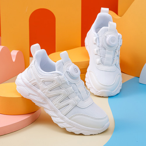 轻盈运动中小学生新款小白鞋透气