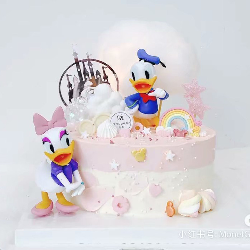 唐老鸭蛋糕装饰儿童卡通黛西主题鸭子公仔玩偶米老鼠蛋糕烘焙摆件
