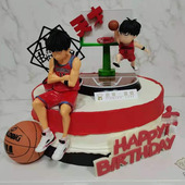 天才灌篮高手樱木花道流川枫套餐篮球公仔球鞋 球框男生日蛋糕摆件