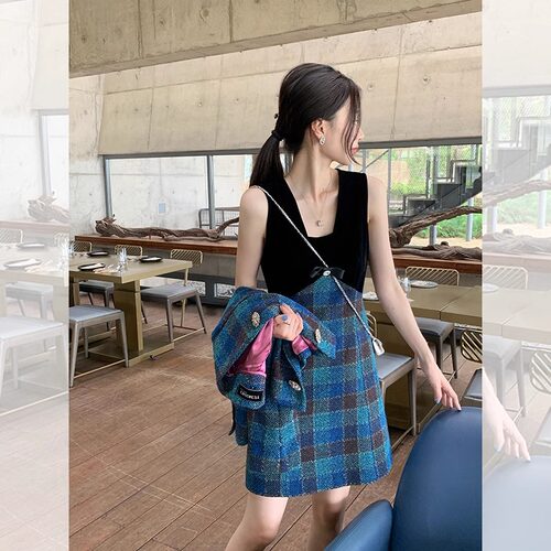 露露酱NN·「小香系列」小香钻扣短外套/背心裙/半身裙MQ222058