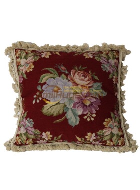 民族编织抱枕绣花靠垫十字绣绒绣抱枕文艺复兴时期needlepoint