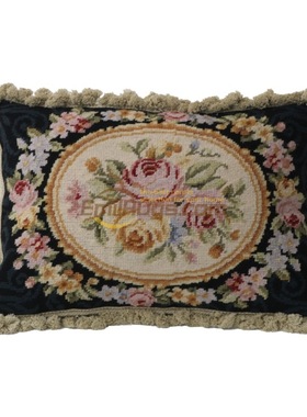 needlepoint绒绣抱枕民族编织抱枕欧式针绣手绣纯羊毛客厅纯民族