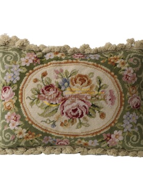 needlepoint绒绣抱枕民族编织抱枕欧式针绣手绣纯羊毛客厅纯民族