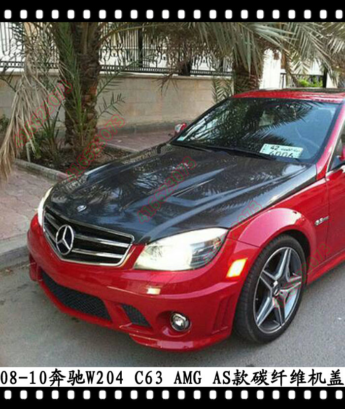 适用于奔驰C63开孔引擎盖AMG改装碳纤维机盖W204改装头盖