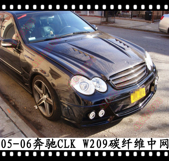 适用于奔驰CLK级碳纤维中网W209改装CLK240鬼面罩280进气格栅