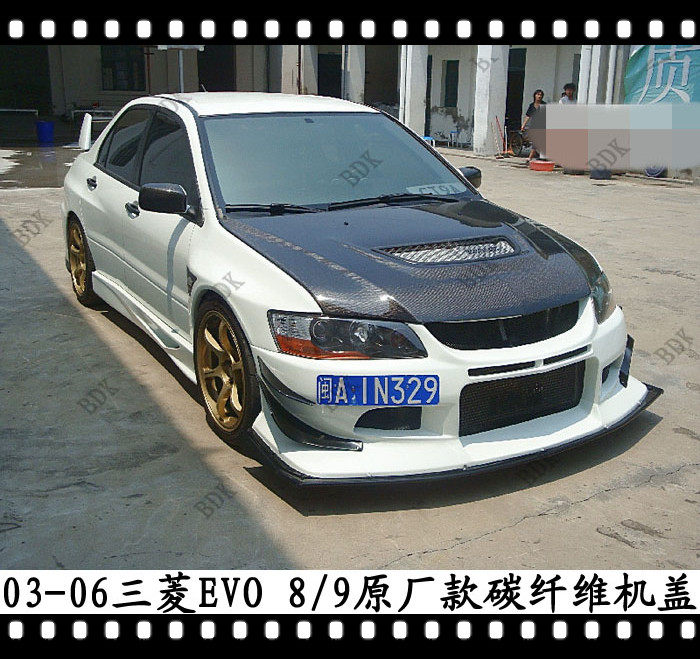 适用于三菱EVO9碳纖頭冚頭蓋Evolution碳纤维改装机盖原厂