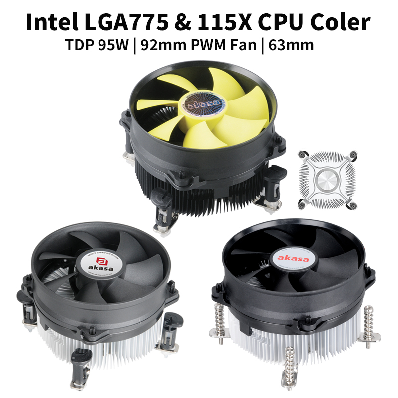 AKASA铝芯CPU散热器115x静音风扇