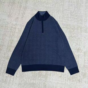 男士秋冬新款棉半高领千鸟格针织毛衣半拉链套头针织25112347