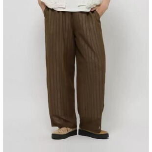 宽松休闲长裤 日系条纹双层薄纱薄款 25082443 新款 缺抽绳秋季