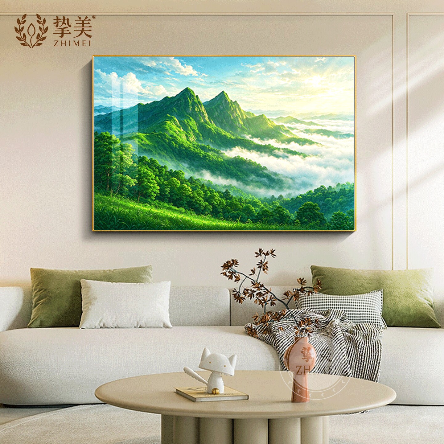 背有靠山客厅沙发背景墙装饰画