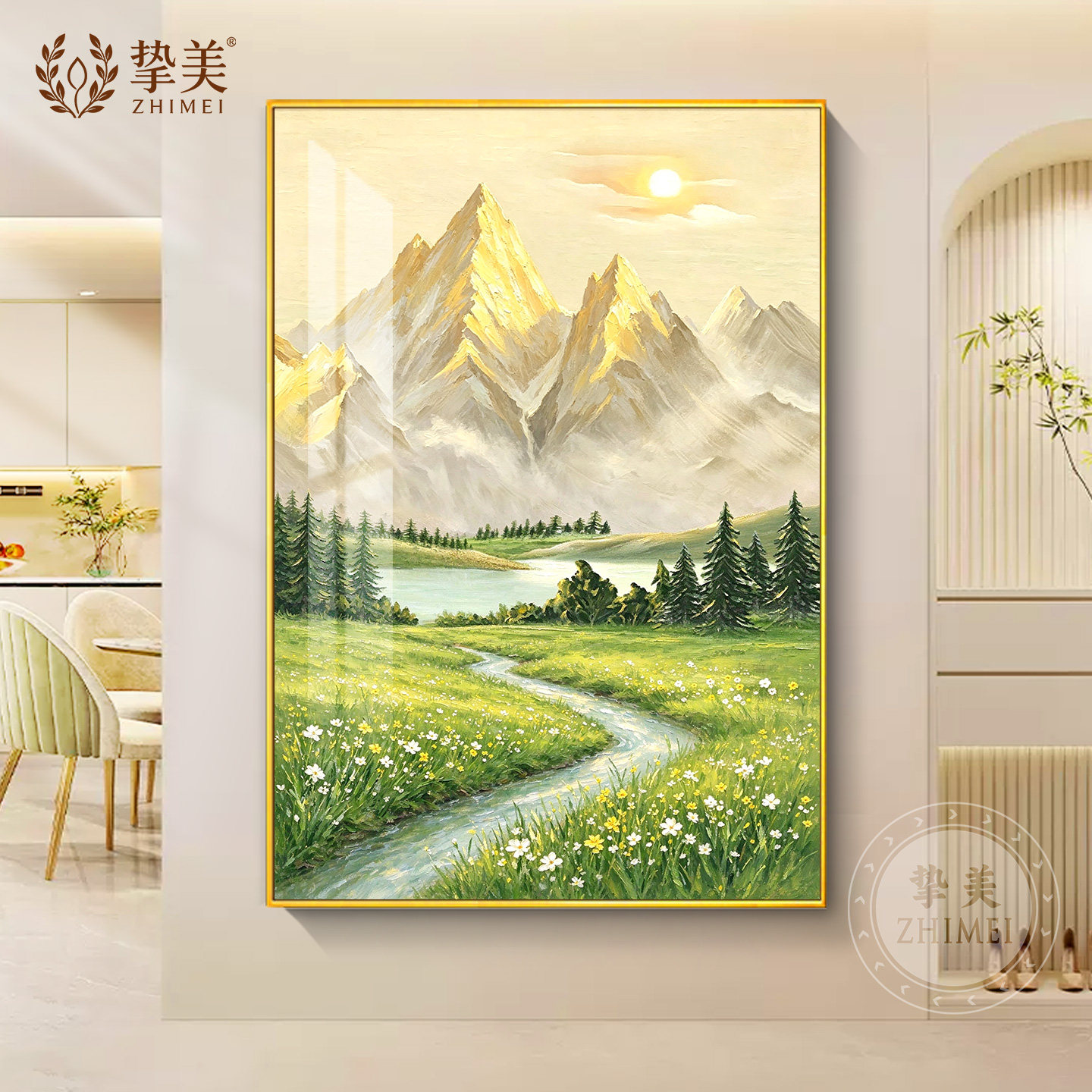 日照金山入户玄关走道装饰画
