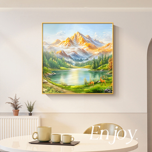 金山画靠山图餐厅装饰画高档大气客厅背景墙挂画福禄聚宝盆山水画