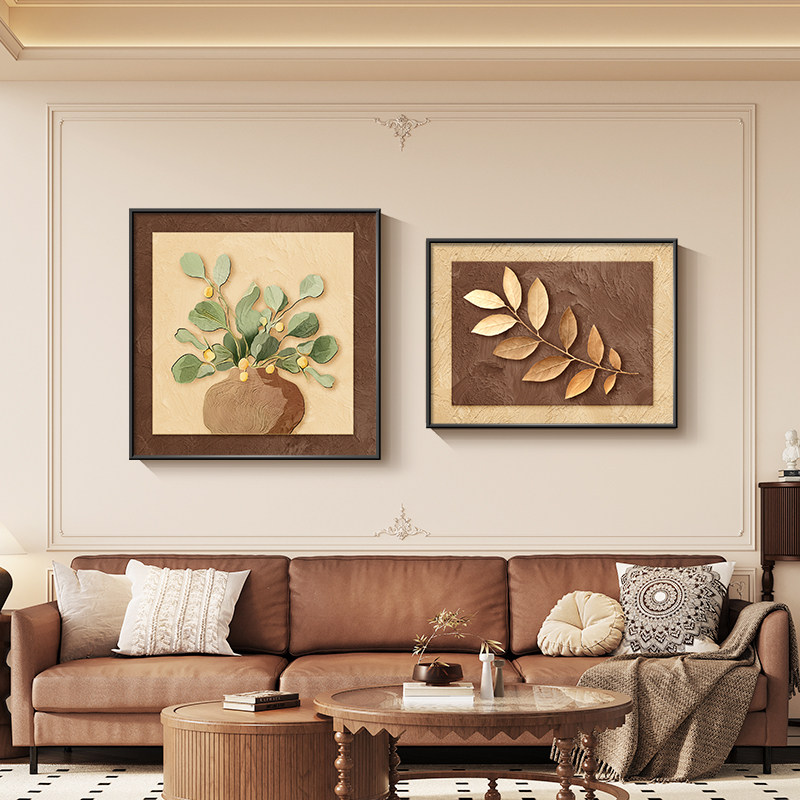 中古奶油风客厅沙发背景墙挂画高级感卧室餐厅装饰画饭厅餐桌壁画