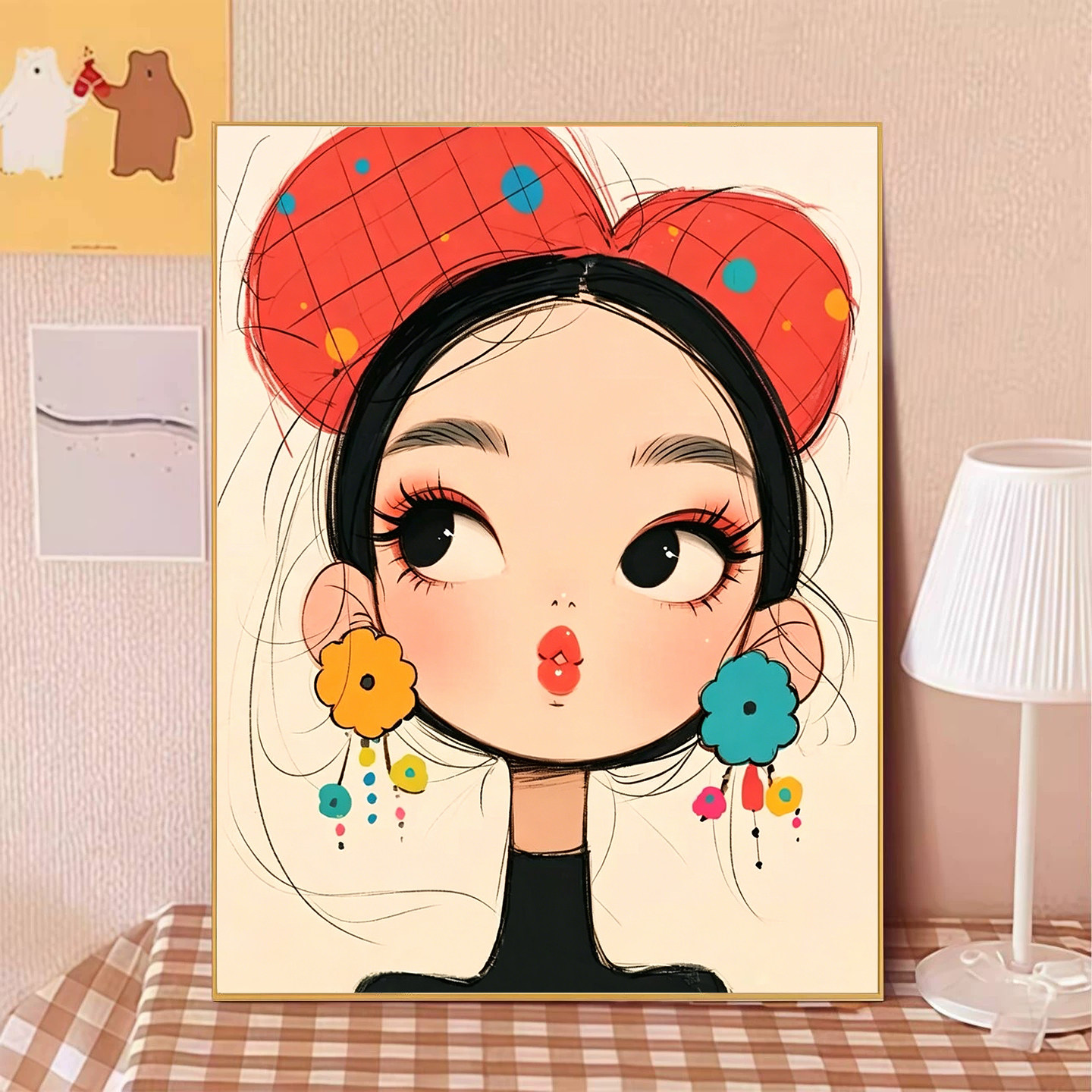 可爱俏皮女孩装饰画多巴胺卡通图片