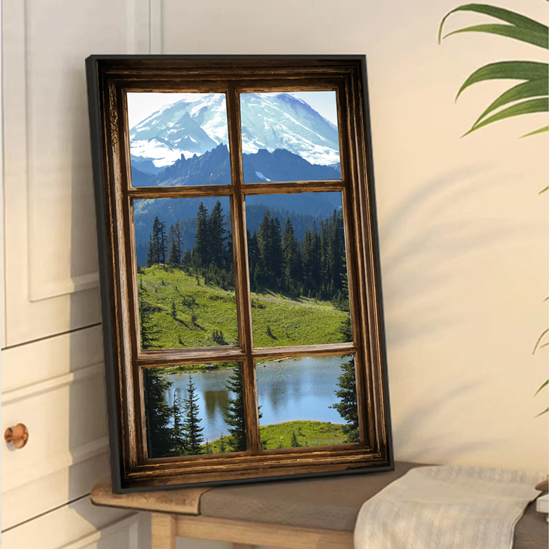 假窗户客厅沙发背景墙装饰画