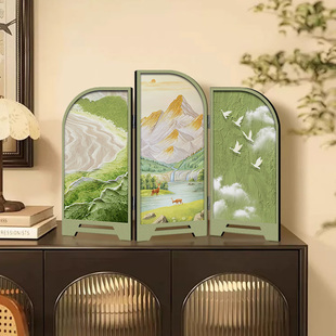 法式清新桌面摆件客厅小屏风装饰画中古风入户玄关鞋柜电视柜摆画