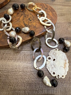 中古不完美不退不换 卡梅奥贝母巴洛克珍珠项链  套脖款  意大利