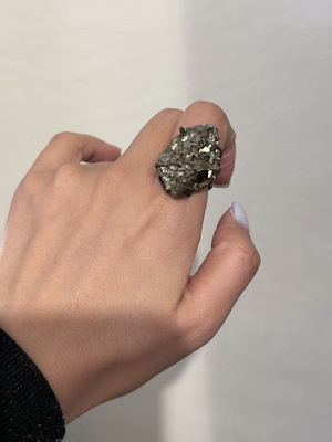 中古默认微瑕不退不换 矿石银戒指 17.5 码验银 90 意大利