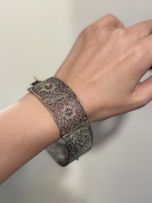 中古不完美不退不换  蕾丝银手链 17cm 左右  意大利