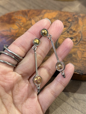 中古默认微瑕不退不换  金箔琉璃银耳环 意大利