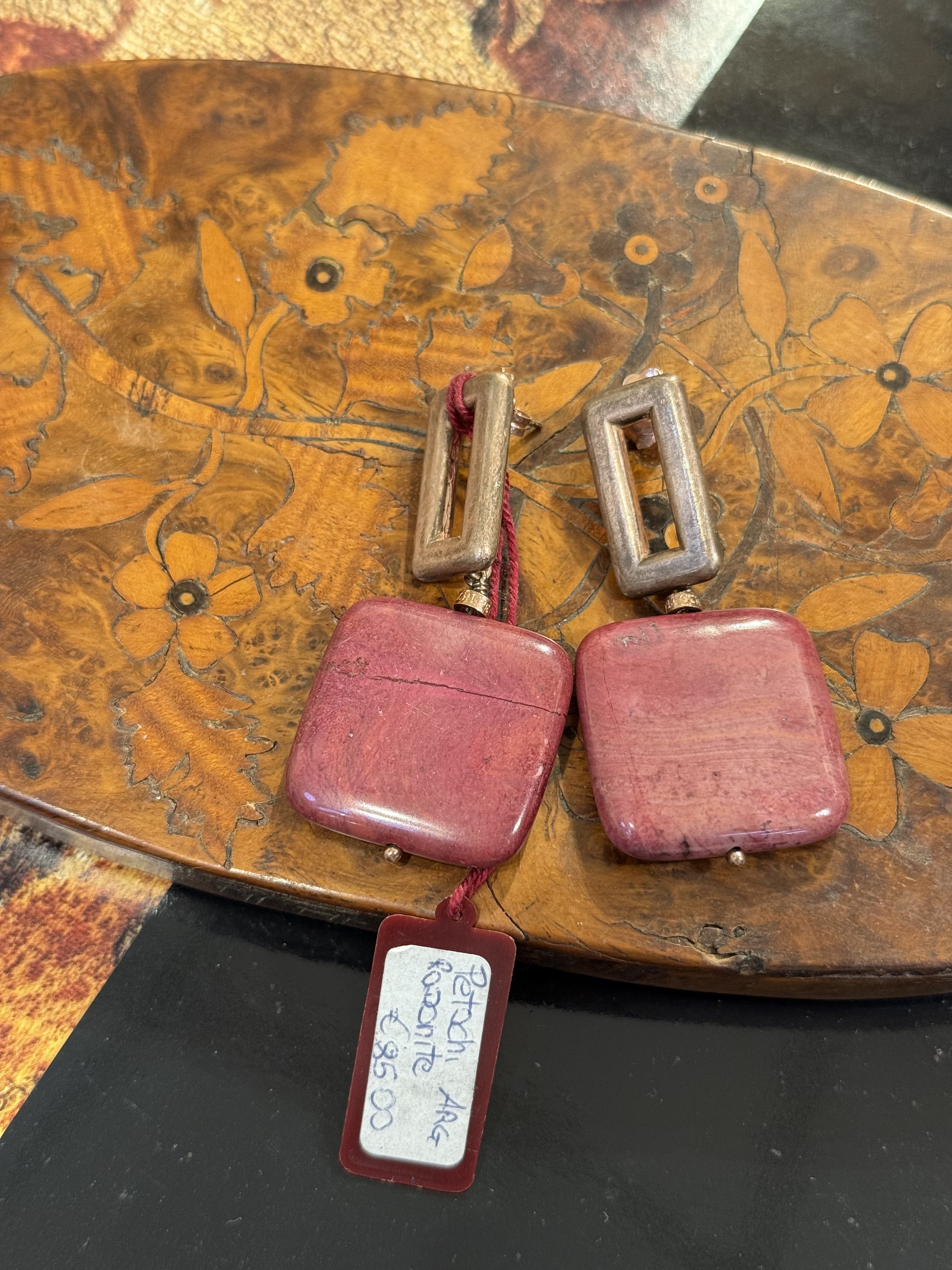 中古默认微瑕不退不换  原石银耳环 意大利