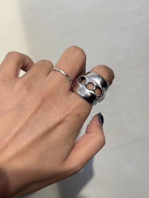 中古默认微瑕不退不换  开口宽臂银戒指 最小 12  意大利