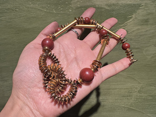 中古默认微瑕 不退不换  金感很棒 树脂球球短项链  意大利