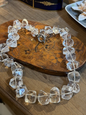 中古默认微瑕不退不换  天然水晶银项链 意大利