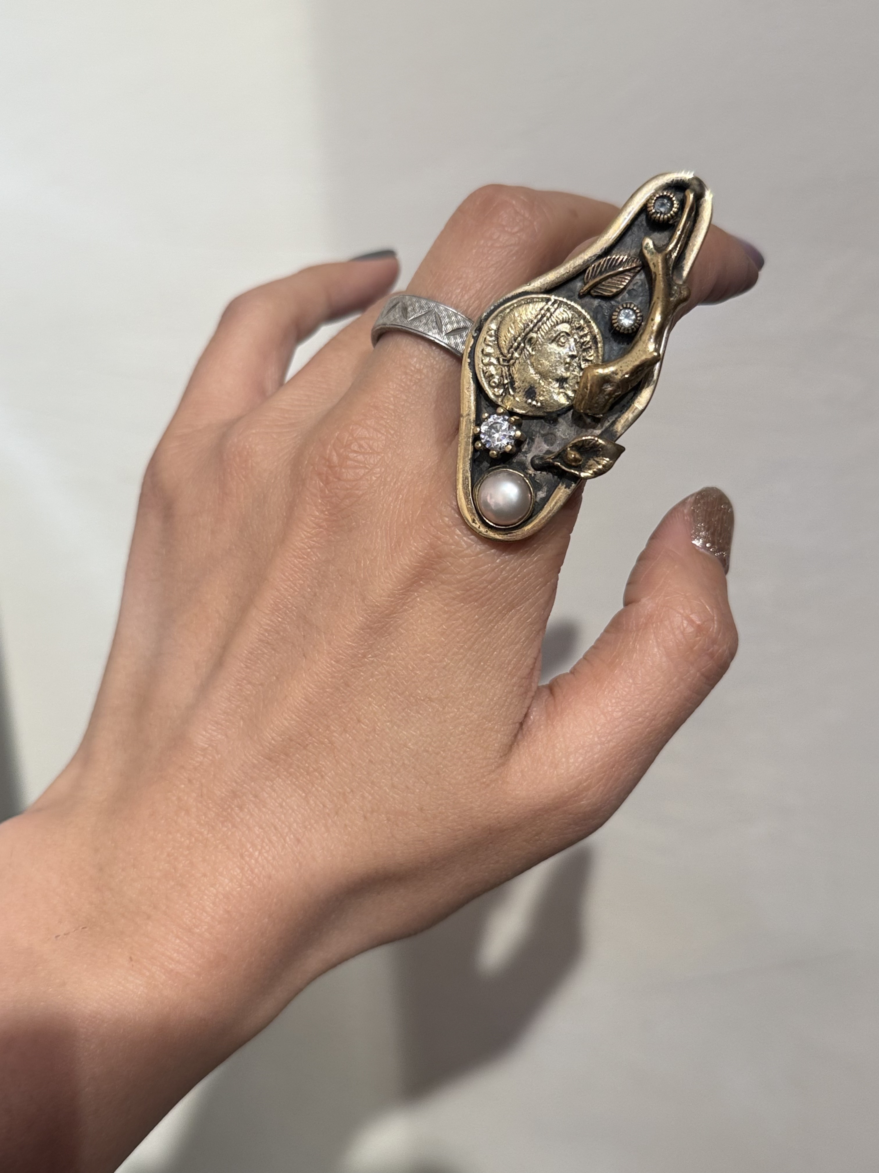 中古默认微瑕不退不换  艺术银戒指开口留言尺码 意大利