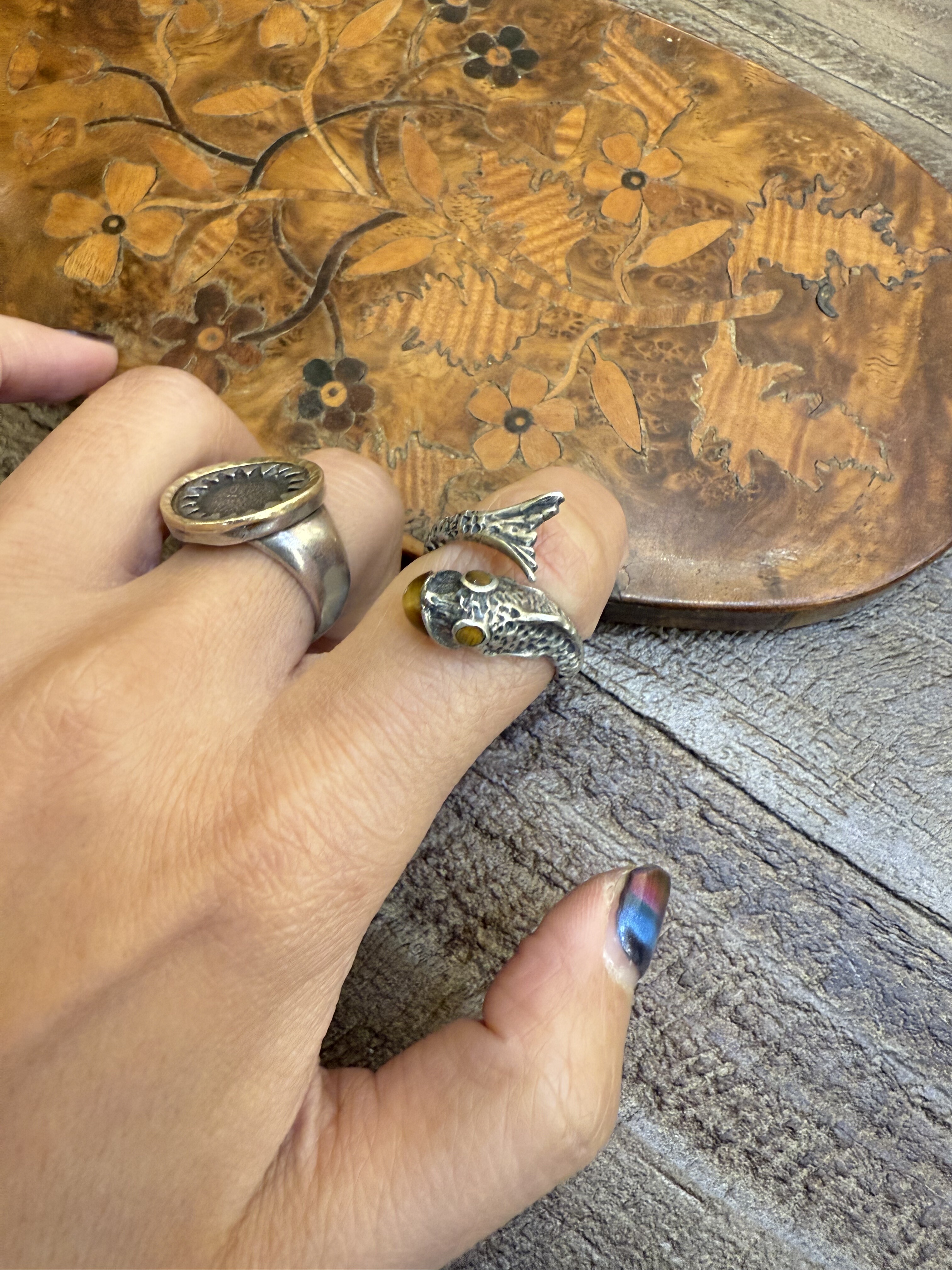 中古默认微瑕不退不换  虎睛石小鱼银戒指  开口 意大利,个性定制/设计服务/DIY,其它饰品定制,淘宝优惠券,粉丝福利购,淘宝优惠卷