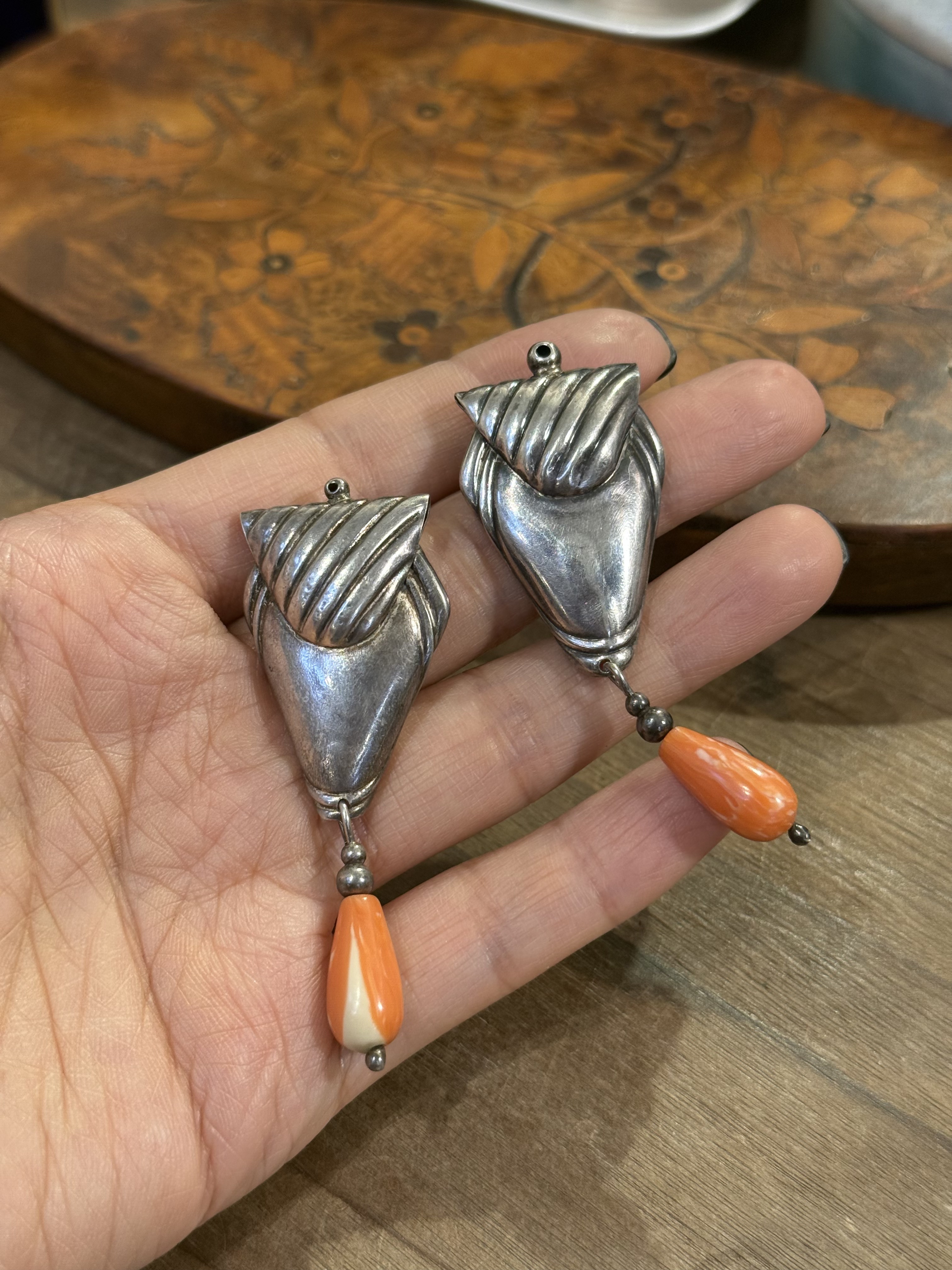 中古默认微瑕不退不换  立体小包袱银耳环  意大利