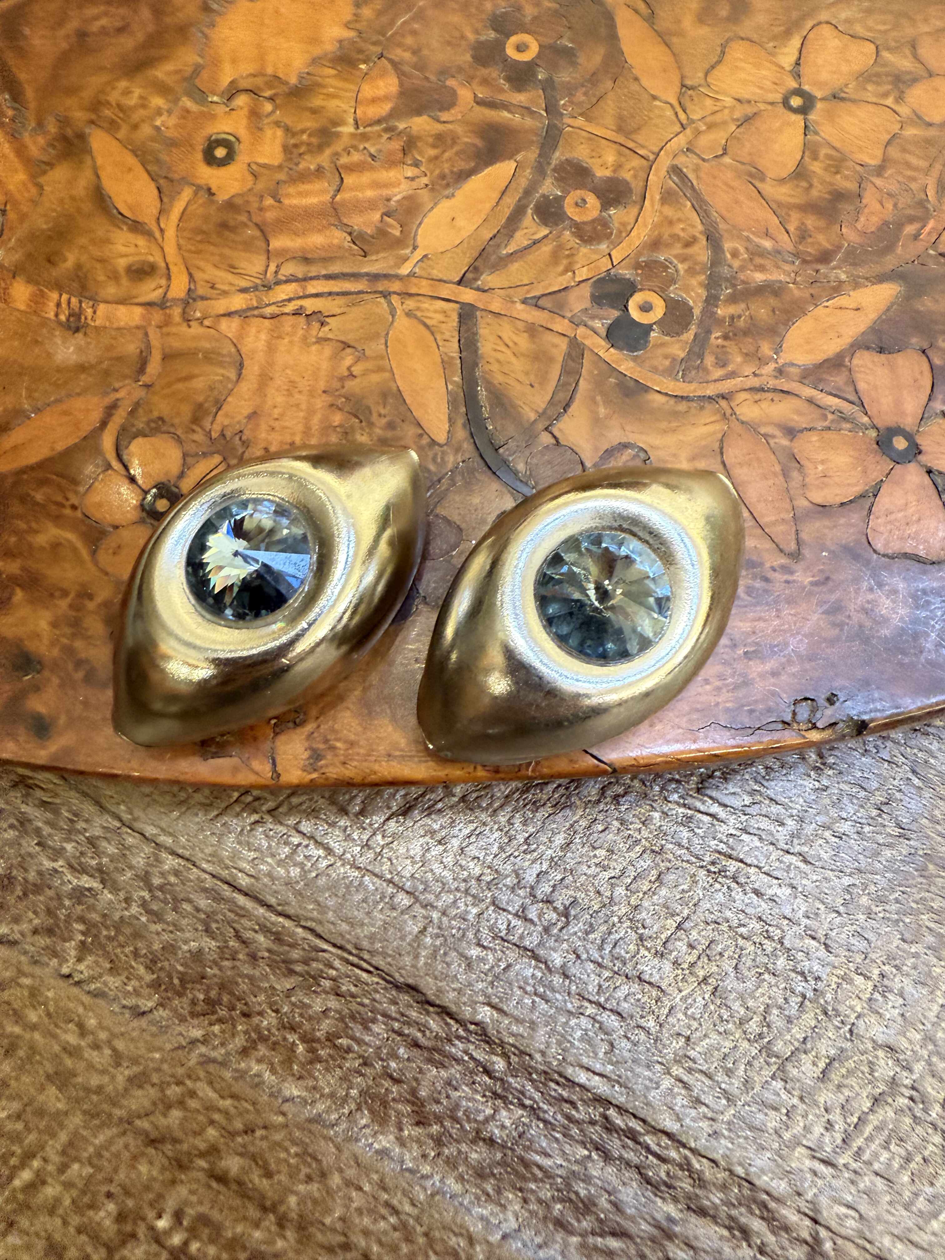 中古默认微瑕不退不换  老银饰鼓鼓立体耳夹 意大利