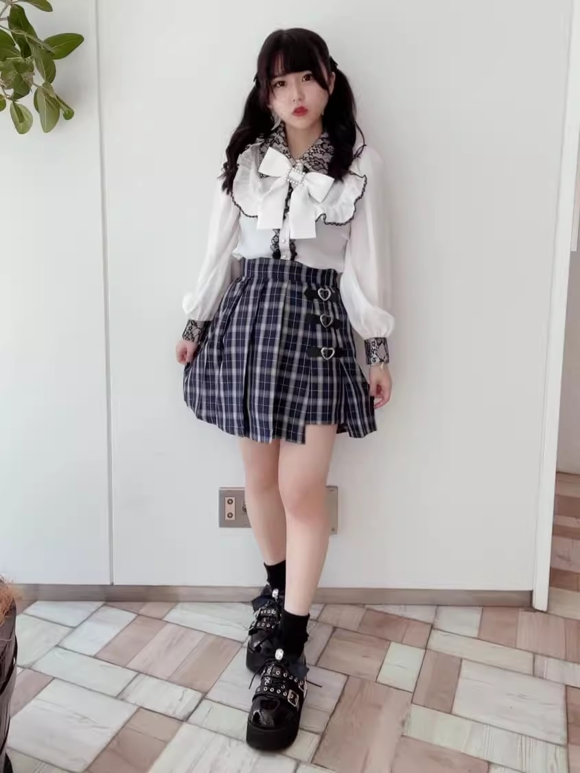 福利款日本日系甜美金属扣百搭半身裙 女