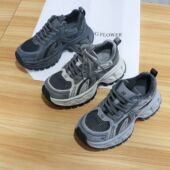 1376 诗路花语女鞋 保暖运动休闲鞋 551 2025冬欧版 厚底加绒老爹鞋