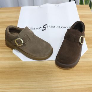 221 魔术贴保暖乐福鞋 559 2025冬真皮软底加绒勃肯鞋 诗路花语女鞋