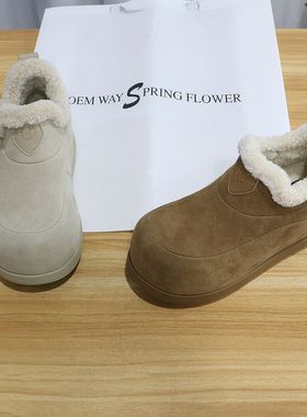 诗路花语V6M女鞋2025冬加绒厚底勃肯鞋内增高软底保暖棉鞋100-751