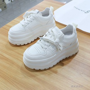 661 诗路花语女鞋 轻便休闲板鞋 真皮厚底增高小白鞋 2029 2025秋新款