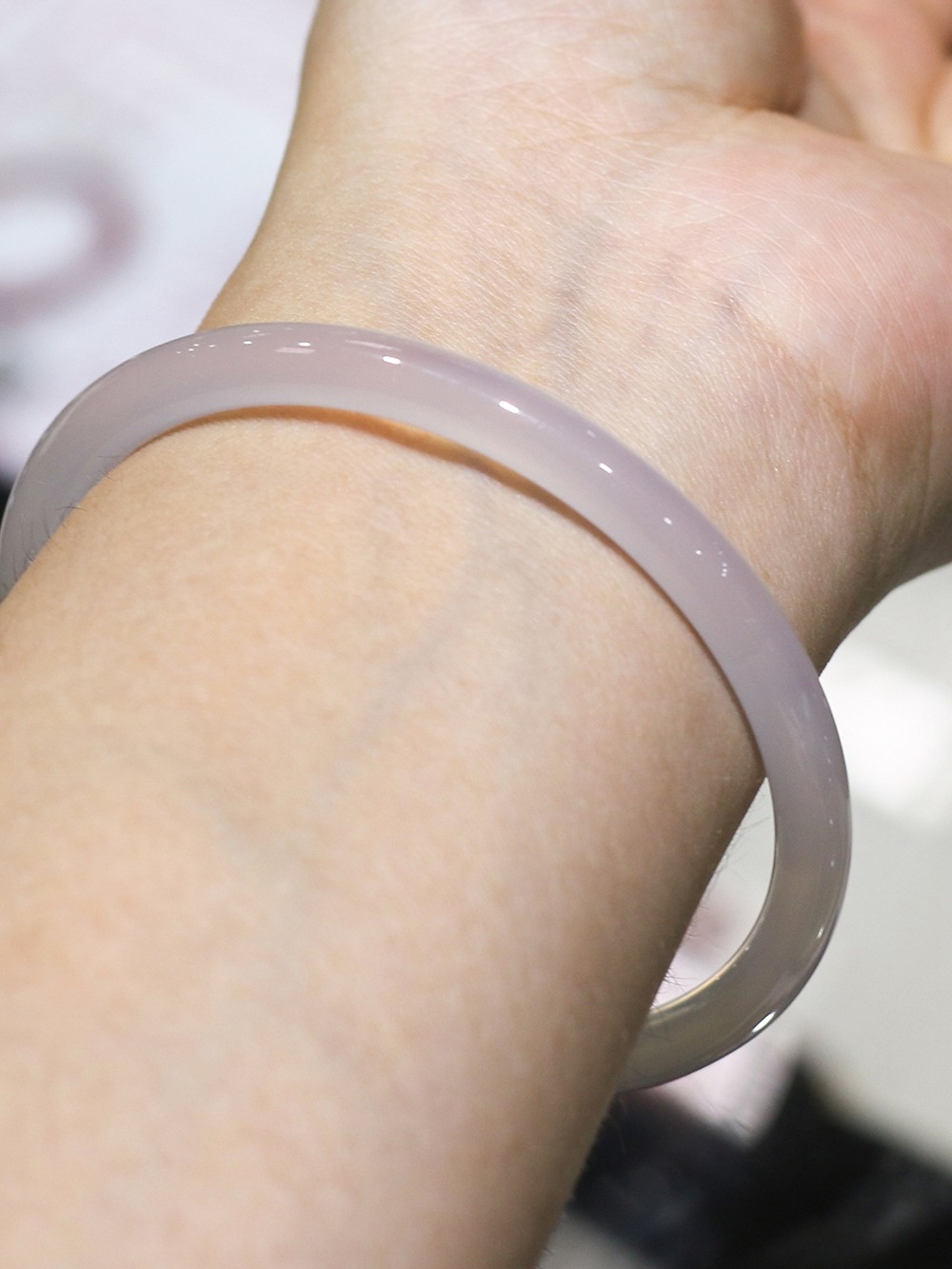 荔枝冻天然正品巴西冰种白玉髓手镯细条玛瑙细圆条玉镯女少女饰品