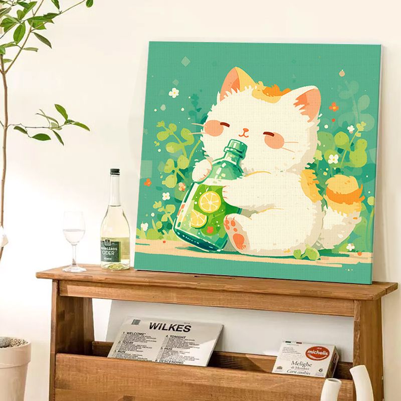数字油画diy填色可爱猫咪手工儿童简单油彩填充画画丙烯装饰定制