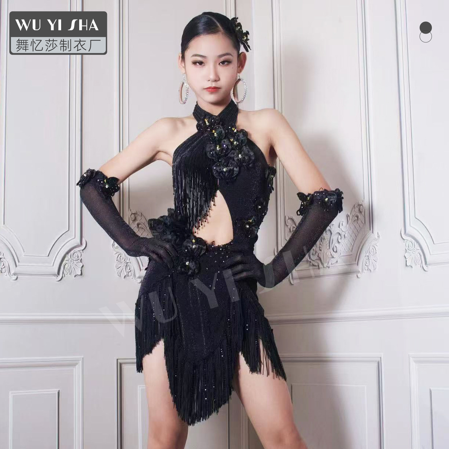 舞忆莎新款拉丁舞演出服成人女儿童舞蹈服加钻赛服2621