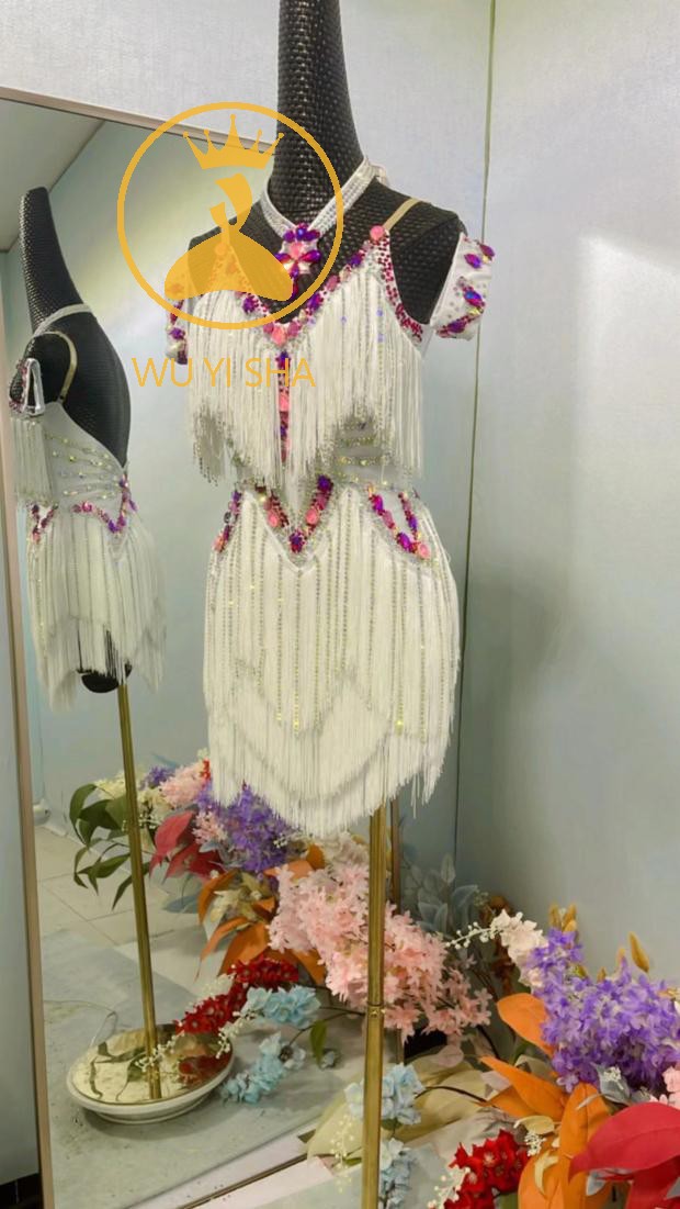 舞忆莎新款流苏拉丁舞演出服镶钻