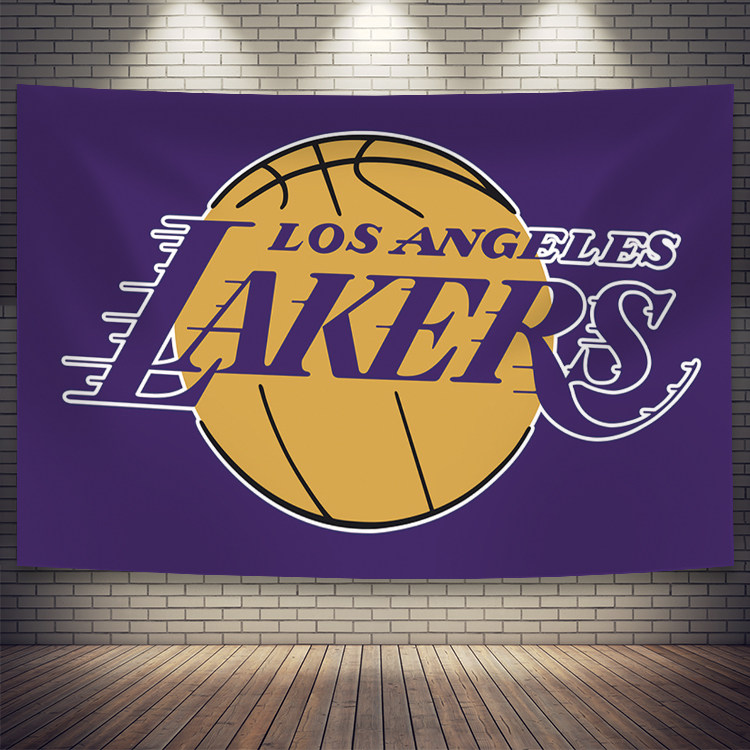 nba球队湖人logo队徽队标背景布床头宿舍墙面装饰挂毯篮球挂布