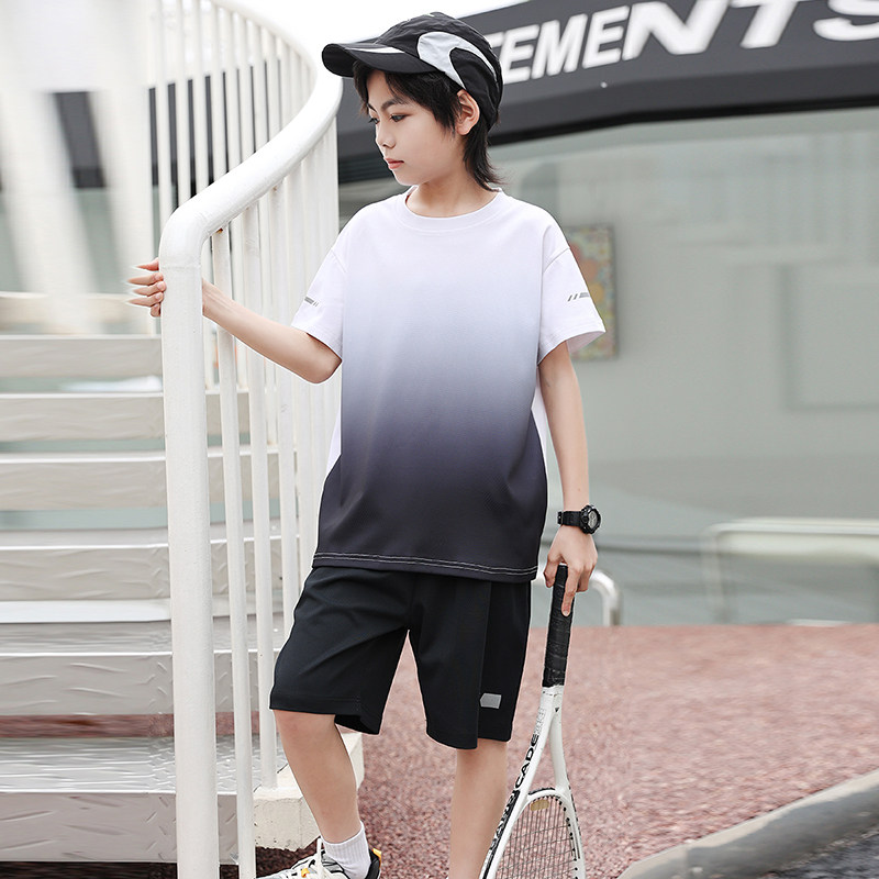 男童速干运动套装夏装儿童冰丝短袖大童夏季新款休闲套装学生服