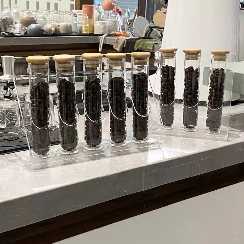 咖啡豆茶叶奶茶茶饮展示架亚克力收纳试管储存密封吧台摆设闻香瓶