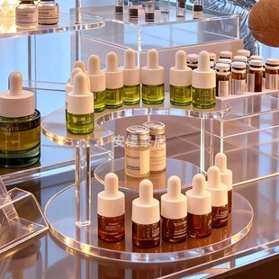 香水小样收纳架化妆品亚克力透明置物架美容院水光安瓶托盘陈列架