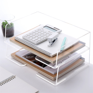 横版桌面文件架透明A4文件夹收纳盒办公置物架学生试卷分类整理架