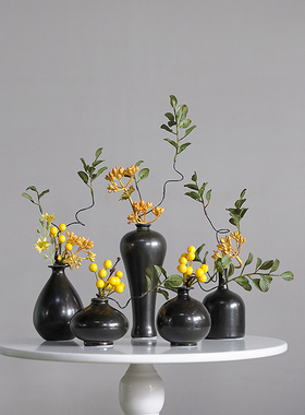 仿真迷你可爱小花艺桂花红掌冬青瓷器套组成品摆件中式现代简约