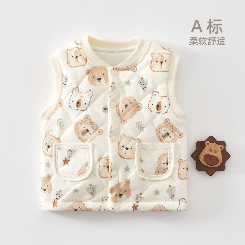 婴儿马甲秋冬款a类外穿坎肩宝宝儿童背心马甲女男童纯棉加厚马夹